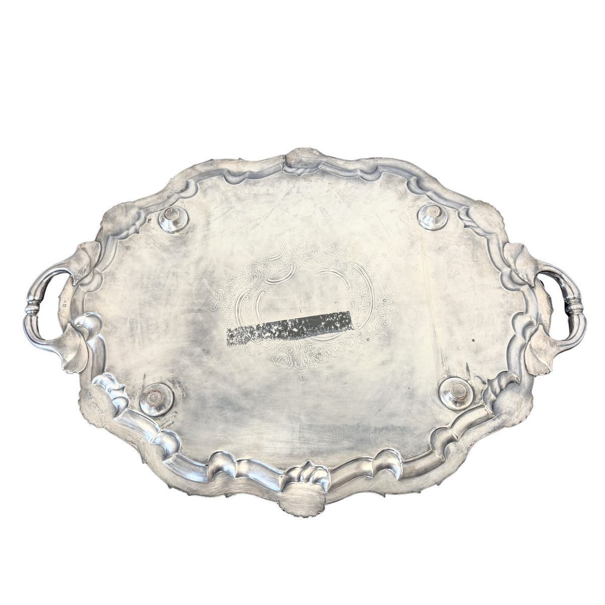 George II Old Sheffield Plate Royal Coat of Arms Tray, ca. 1750