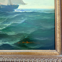 Clipper Ship at Sea Oil on Canvas by Jean Laurent, ca. 1940