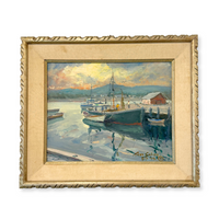 Nautical Oil on Masonite by Fred Smith, 1977 (Denbigh, VA)