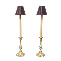 Pair of Brushed Brass Candlestick Buffet Lamps