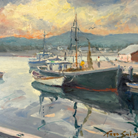 Nautical Oil on Masonite by Fred Smith, 1977 (Denbigh, VA)