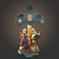 Von Schierholz Germany Porcelain Figural Lamp W/ Lithophane Shade