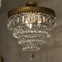1920's Neoclassical Crystal & Brass Chandelier