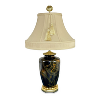 Contemporary Black & Gold Asiatic Lily Table Lamp