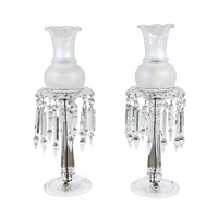Vintage Boudoir Candlestick Luster Lamps (Pair)
