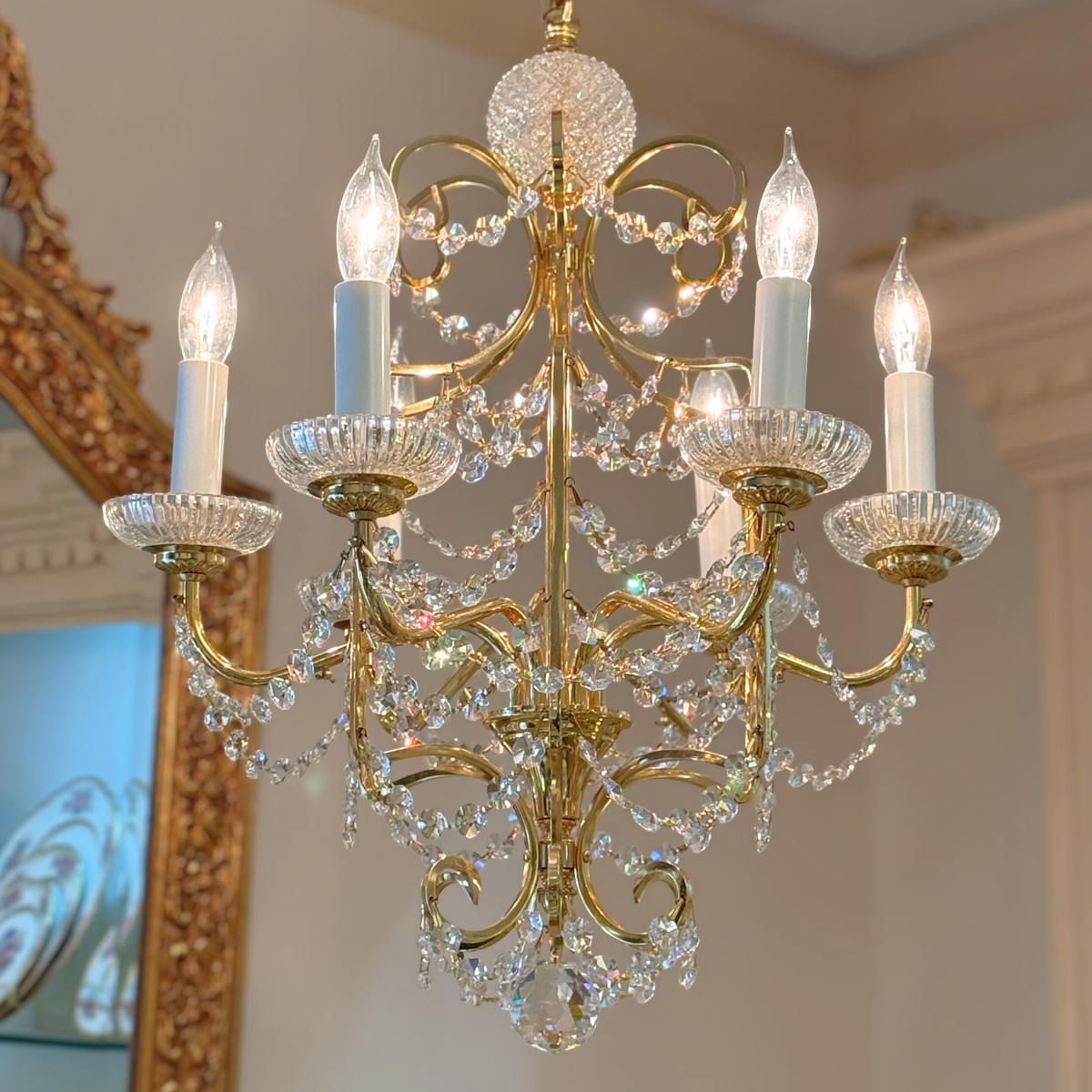 22K Bohemian Crystal 6-Light Pendant Chandelier