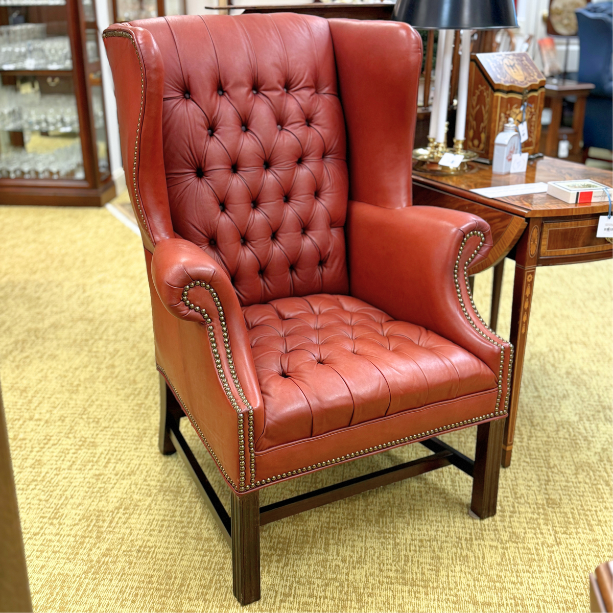 Tufted Leather Wingback Chair
