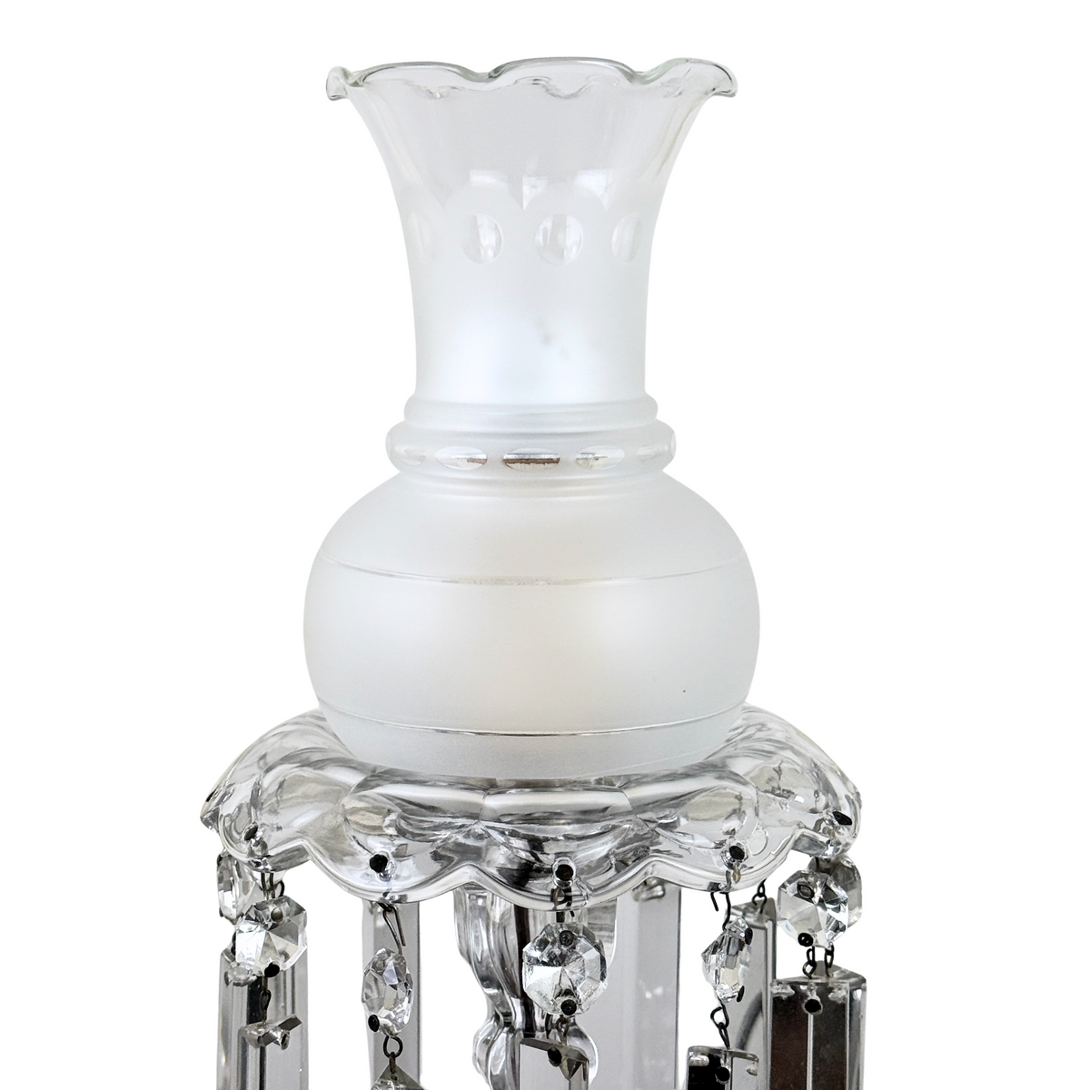 Vintage Boudoir Candlestick Luster Lamps (Pair)