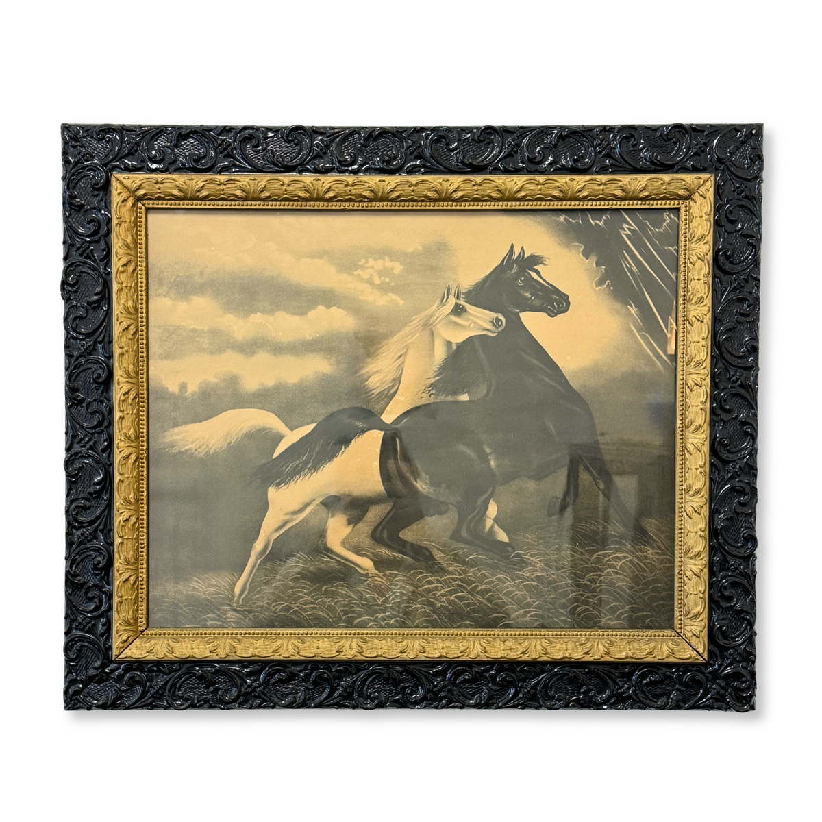 "Spirited Horses" by Henry LeRoy Lithograph, ca. 1900