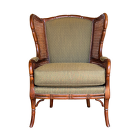 Ethan Allen Faux Bamboo Upholstered Armchair