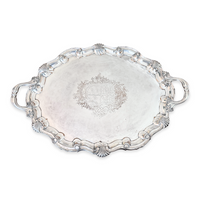 George II Old Sheffield Plate Royal Coat of Arms Tray, ca. 1750
