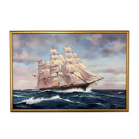 Signed Maritime Acrylic on Canvas, ca. 1980