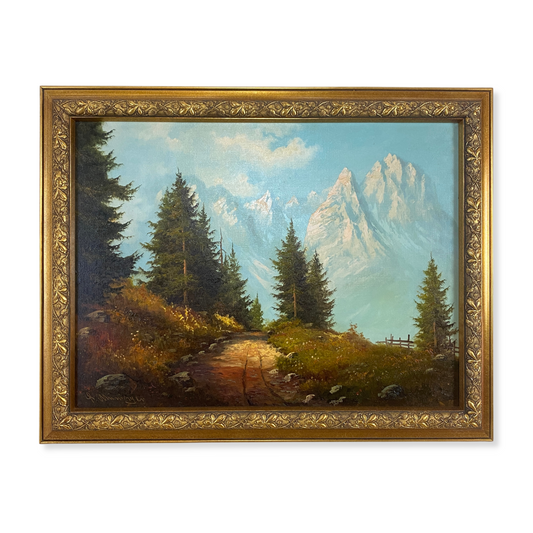 "Die Waxengsteiner bei Garmisch" Oil on Canvas by Ludwig Munninger