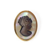 14K Gold Antique Mother of Pearl Mourning Cameo