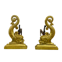 Virginia Metalcrafters / Harvin #1004 Brass Dolphin Andirons