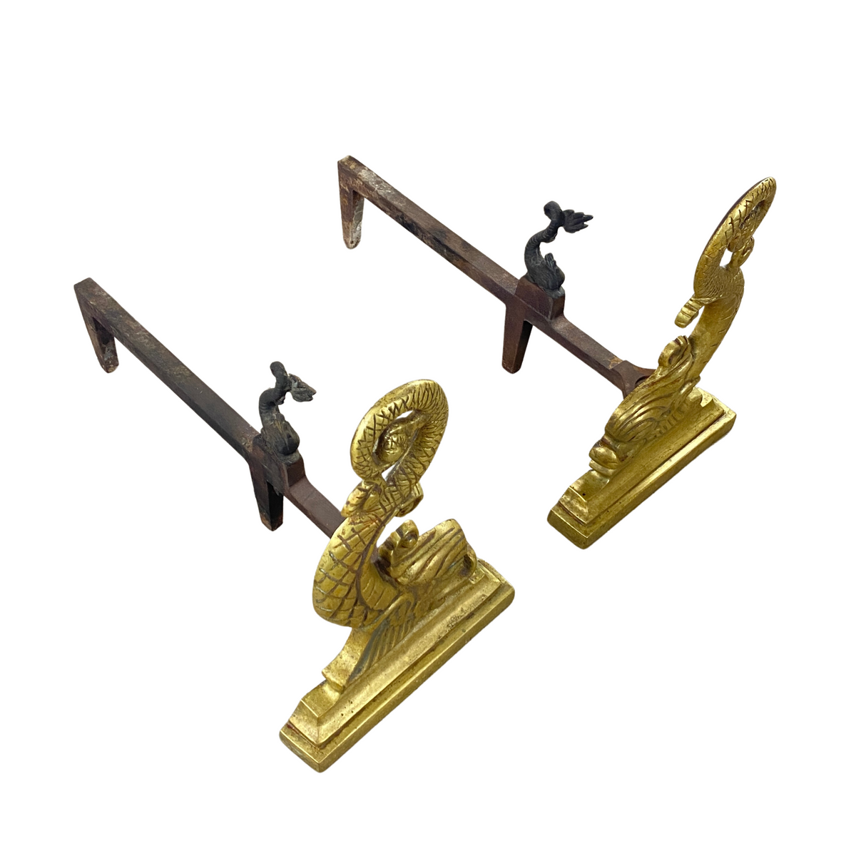 Virginia Metalcrafters / Harvin #1004 Brass Dolphin Andirons