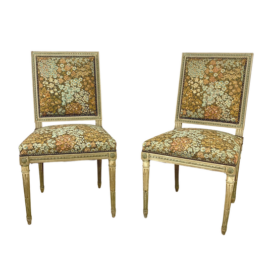 18th C. French Carved Louis XVI Dining Chairs (2)