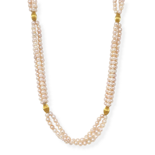 14K Gold Pink Pearl Necklace