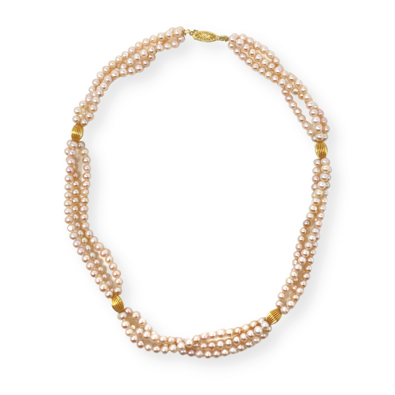 14K Gold Pink Pearl Necklace