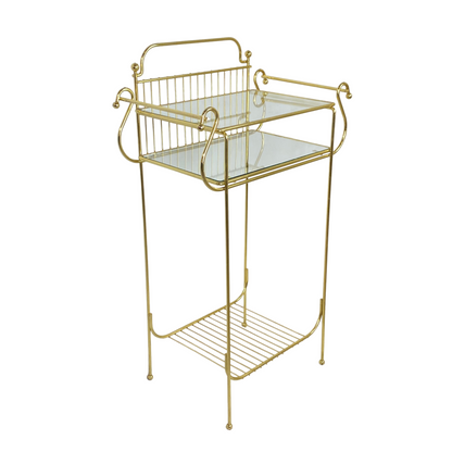 Brass & Glass Bathroom Accessory Table / Stand