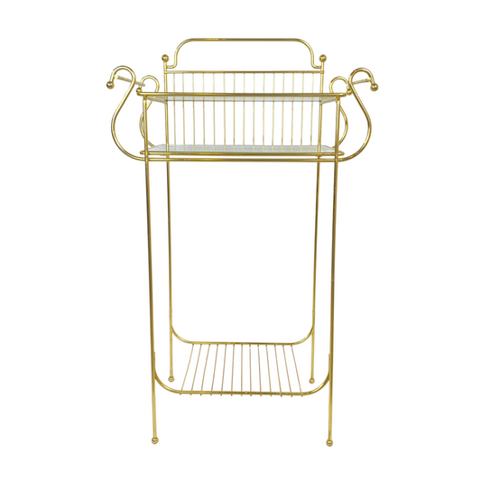Brass & Glass Bathroom Accessory Table / Stand