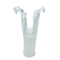 Murano Glass White Freeform Open-Edge Vase