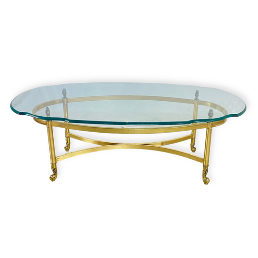 LaBarge Beveled Glass & Brass Coffee Table