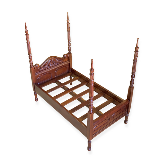 Four-Poster Carved Dog Bed