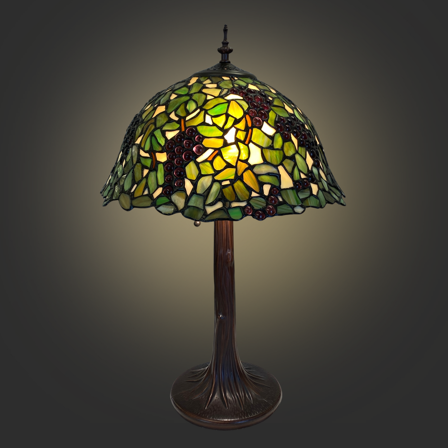 Tiffany Style Grape Vine Slag Glass Lamp