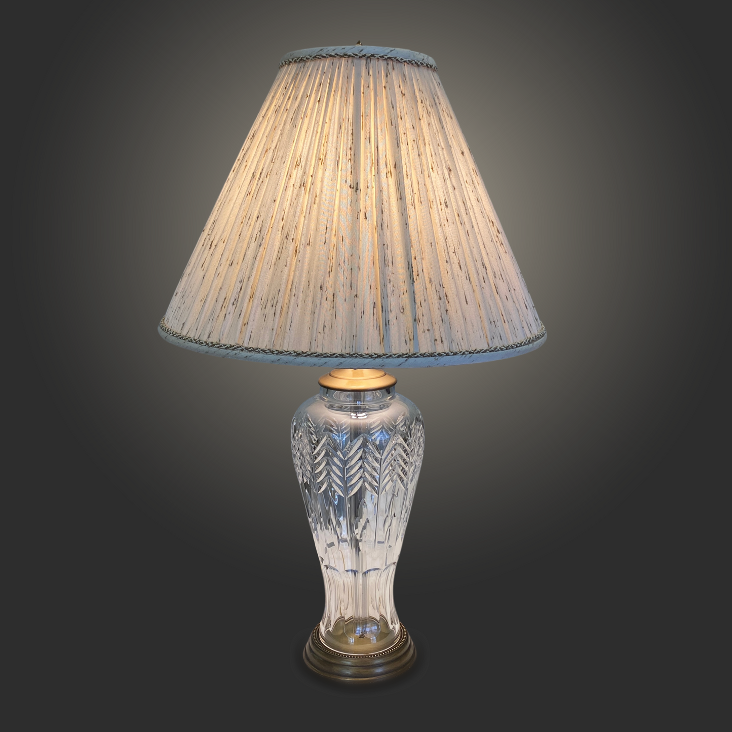 Waterford Crystal & Brushed Brass Lamp w/ Shade