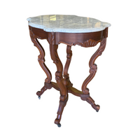 Mahogany & Marble Turtle Top Parlor Table ca. 1890