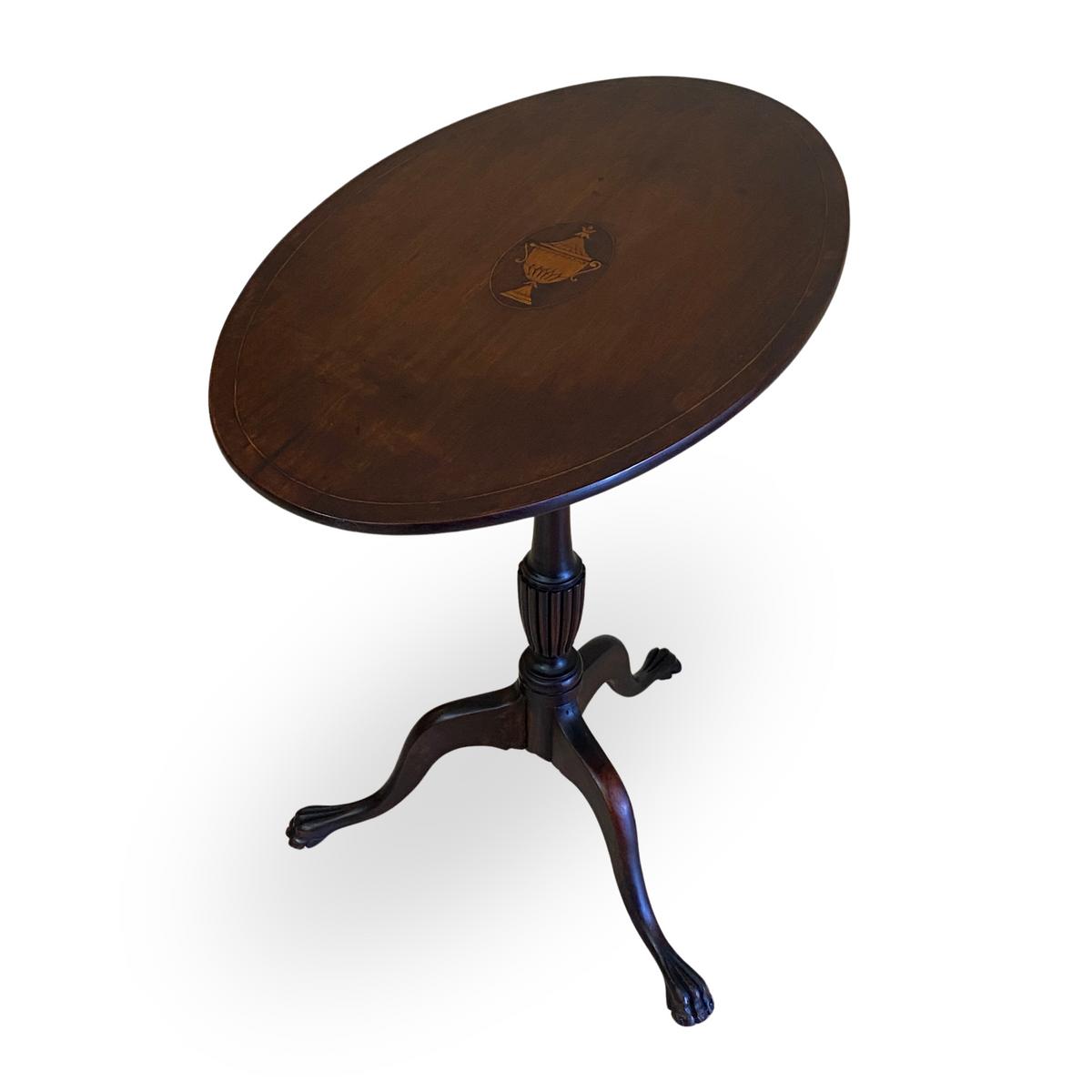 Edwardian Urn Inlaid Tilt-Top Table, ca. 1850