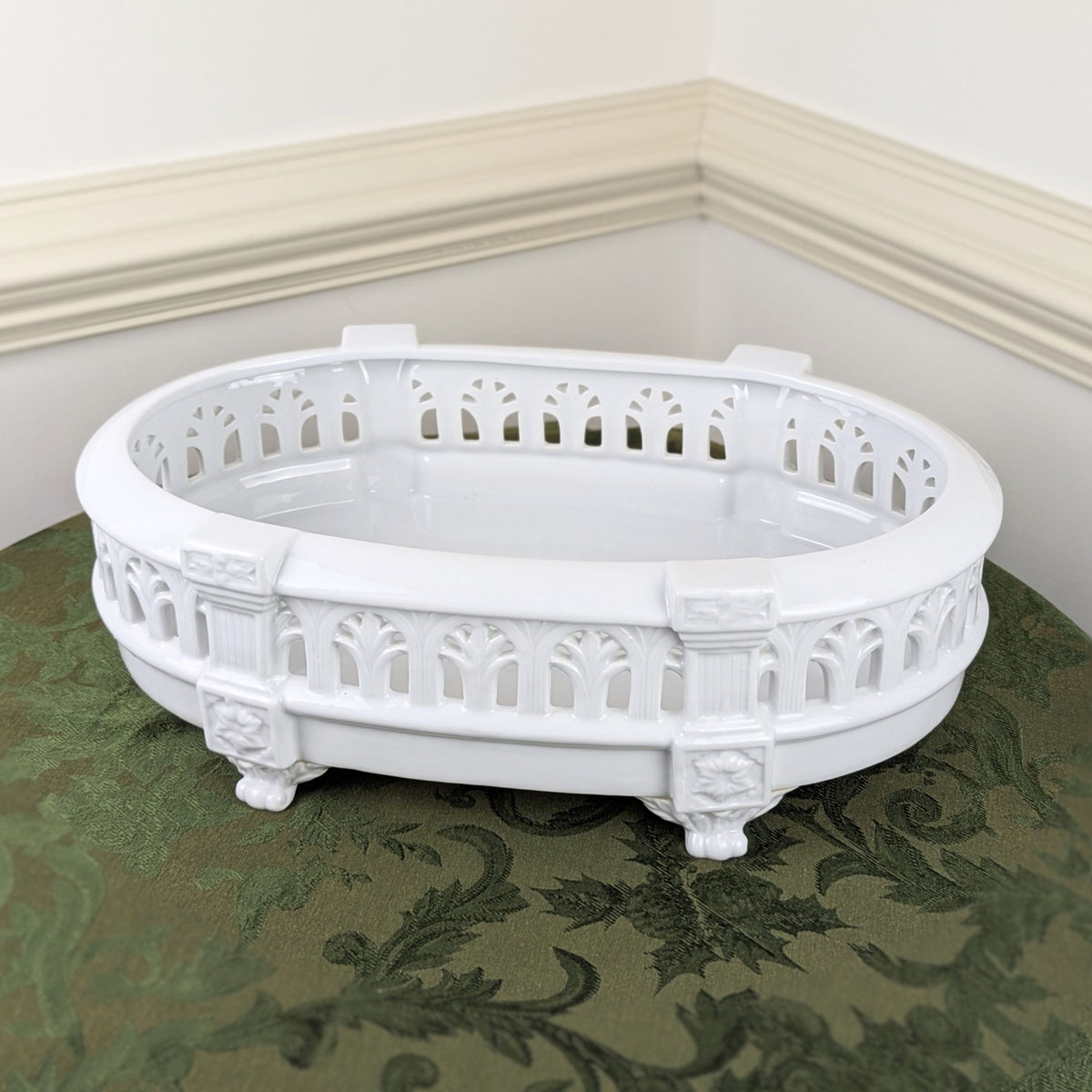 Castilian Reticulated Ceramic Centerpiece Bowl (19"x 12")