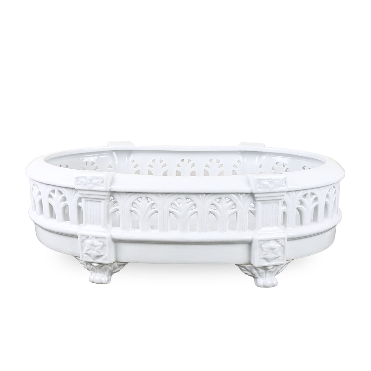 Castilian Reticulated Ceramic Centerpiece Bowl (19"x 12")