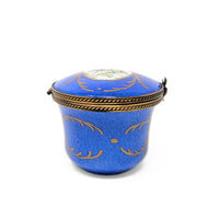 Vintage Limoges Eximious 3" Porcelain Box, Blue with Trees and Bird