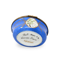Vintage Limoges Eximious 3" Porcelain Box, Blue with Trees and Bird