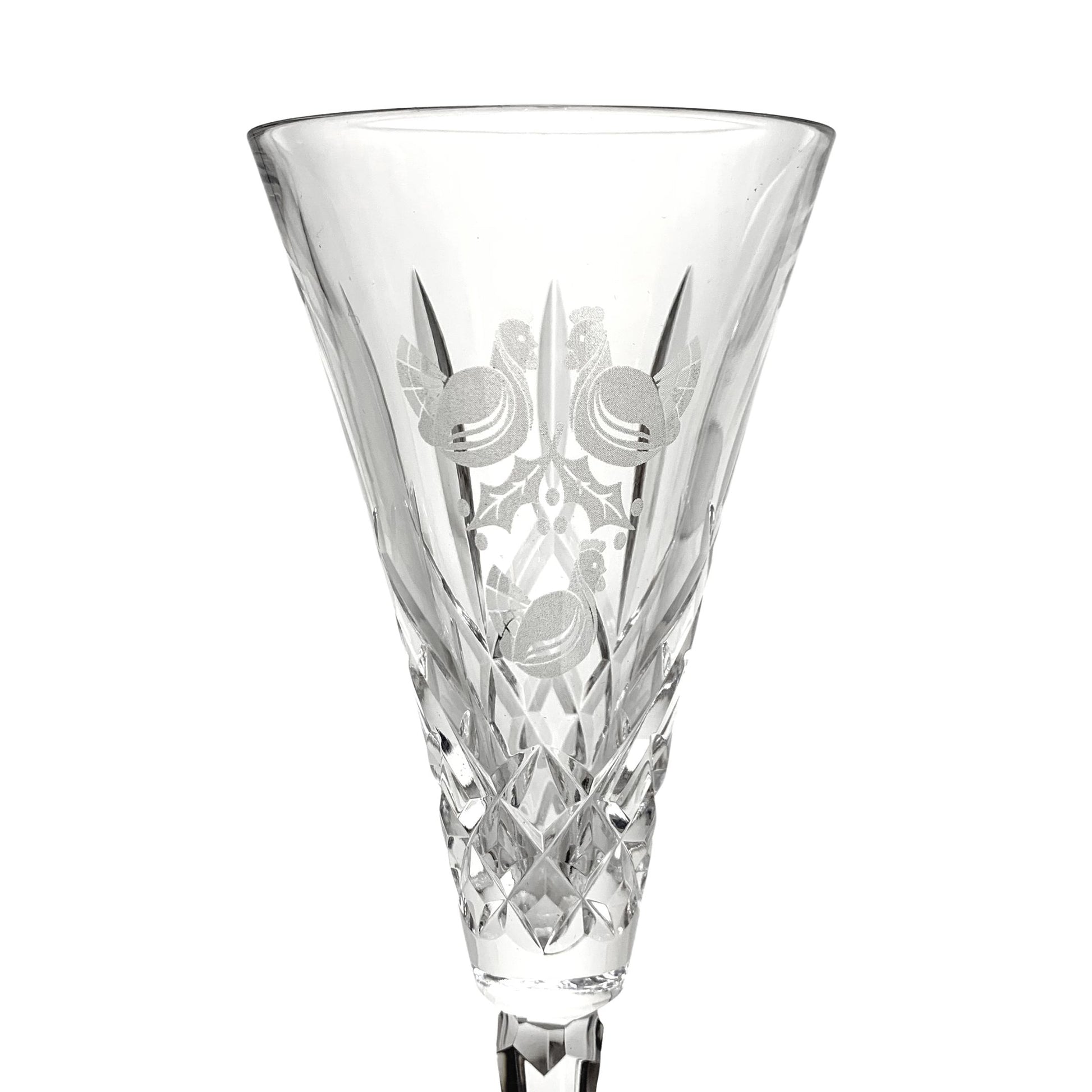 Set of Waterford Crystal 12 Days of Christmas Champagne Flutes at