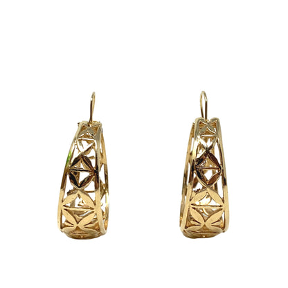 14K Gold Lattice Hoop Earrings