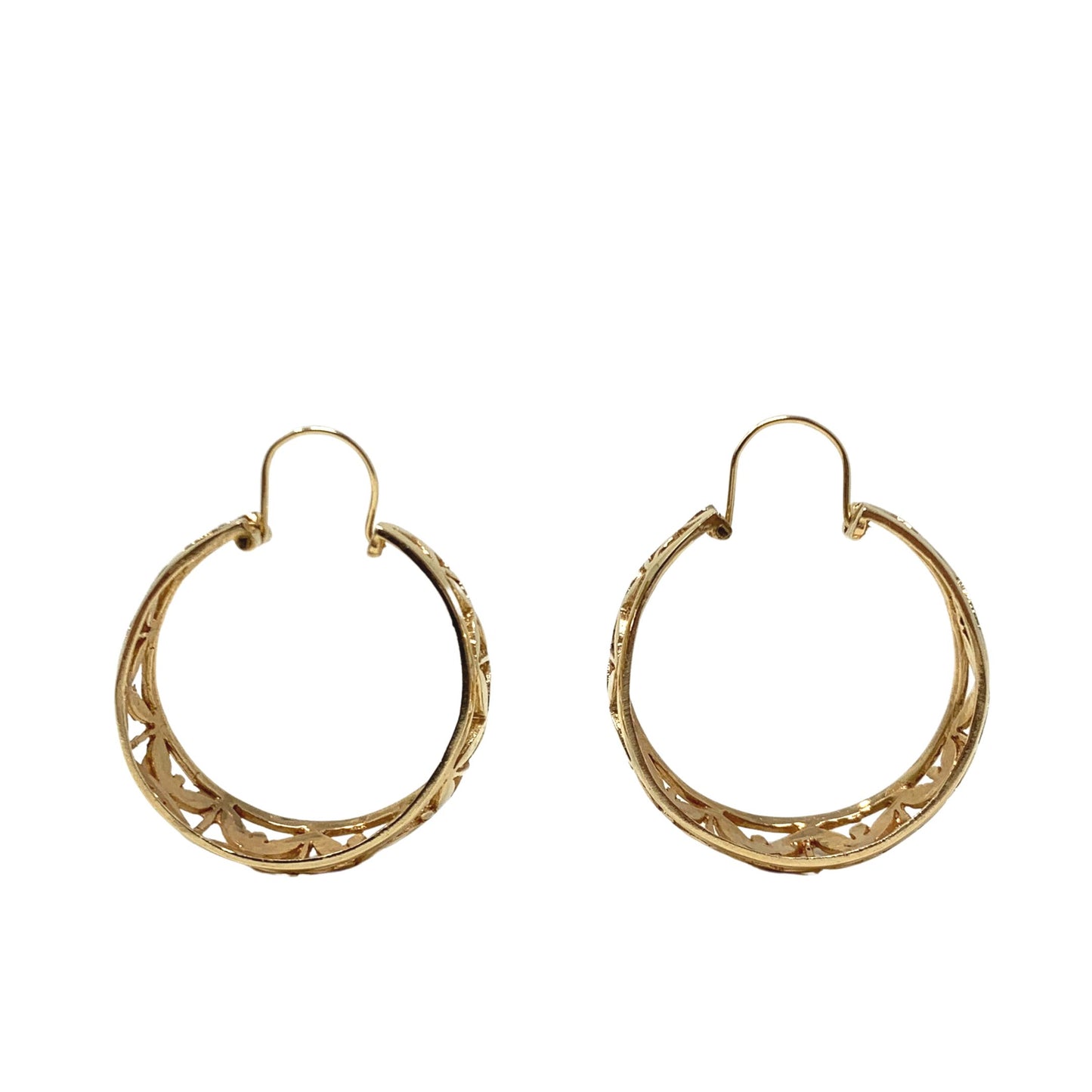 14K Gold Lattice Hoop Earrings