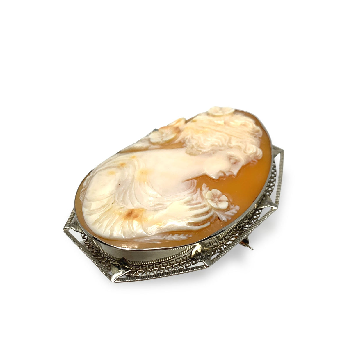 14K Gold Large Antique Cameo Brooch/ Pendant