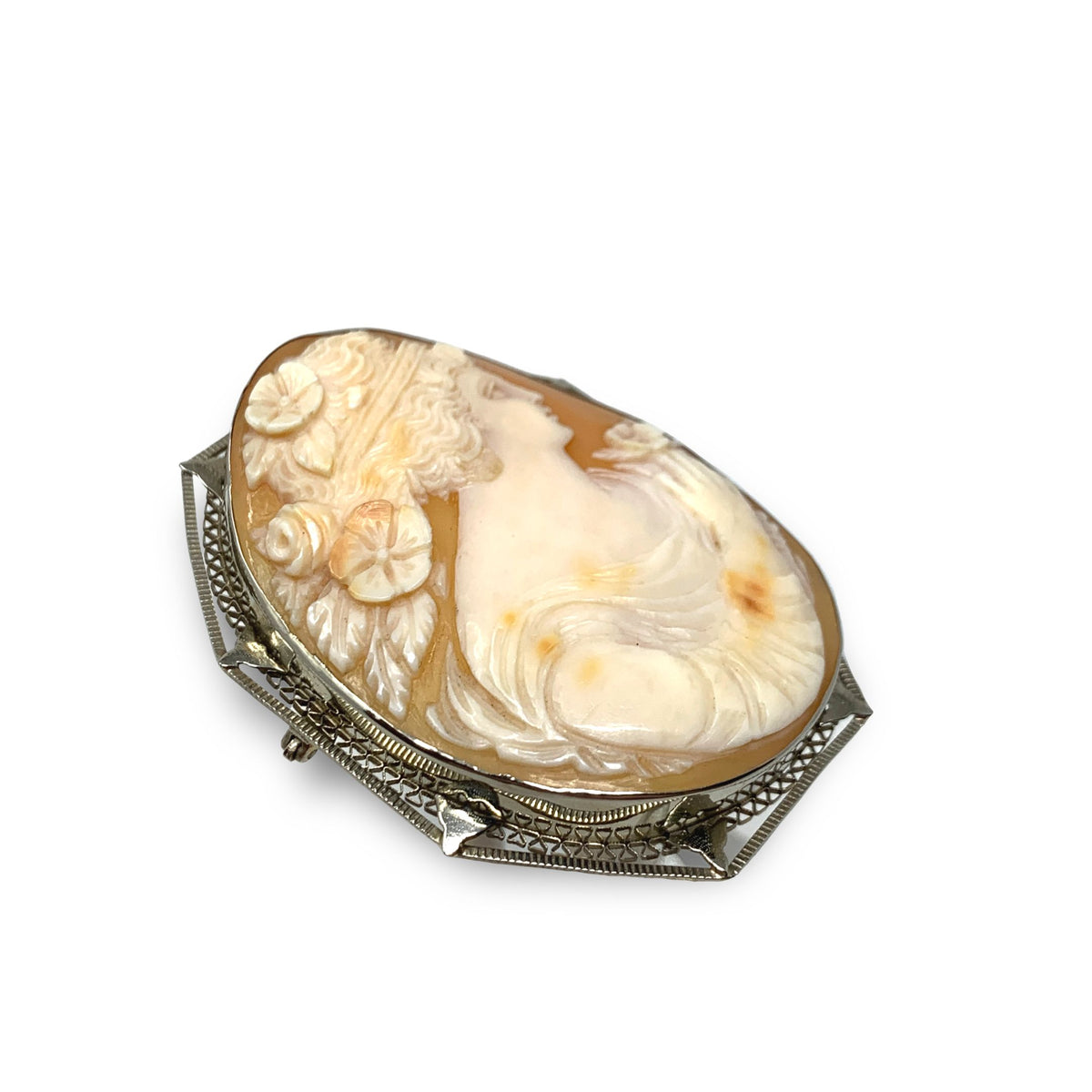 14K Gold Large Antique Cameo Brooch/ Pendant