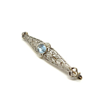 14K Gold Aquamarine Antique Brooch