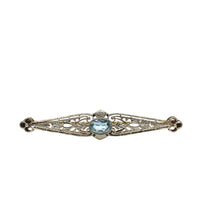 14K Gold Aquamarine Antique Brooch