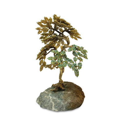 Vintage Brass & Jade Bonsai Sculpture