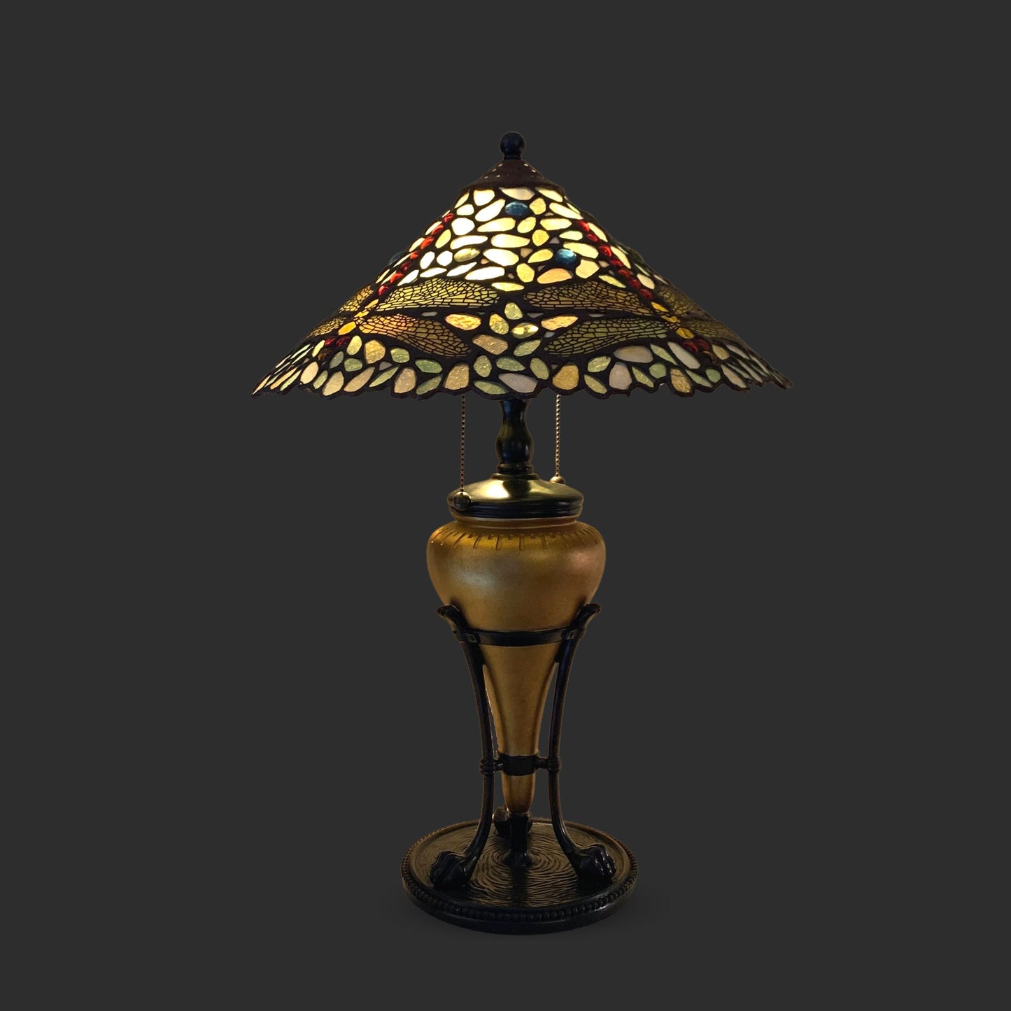 Vintage Tiffany Style Dragon Fly Lamp