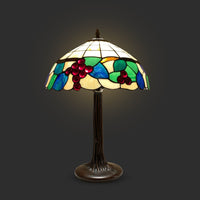 Tiffany Style Grape Theme Slag Glass Tree Base Lamp