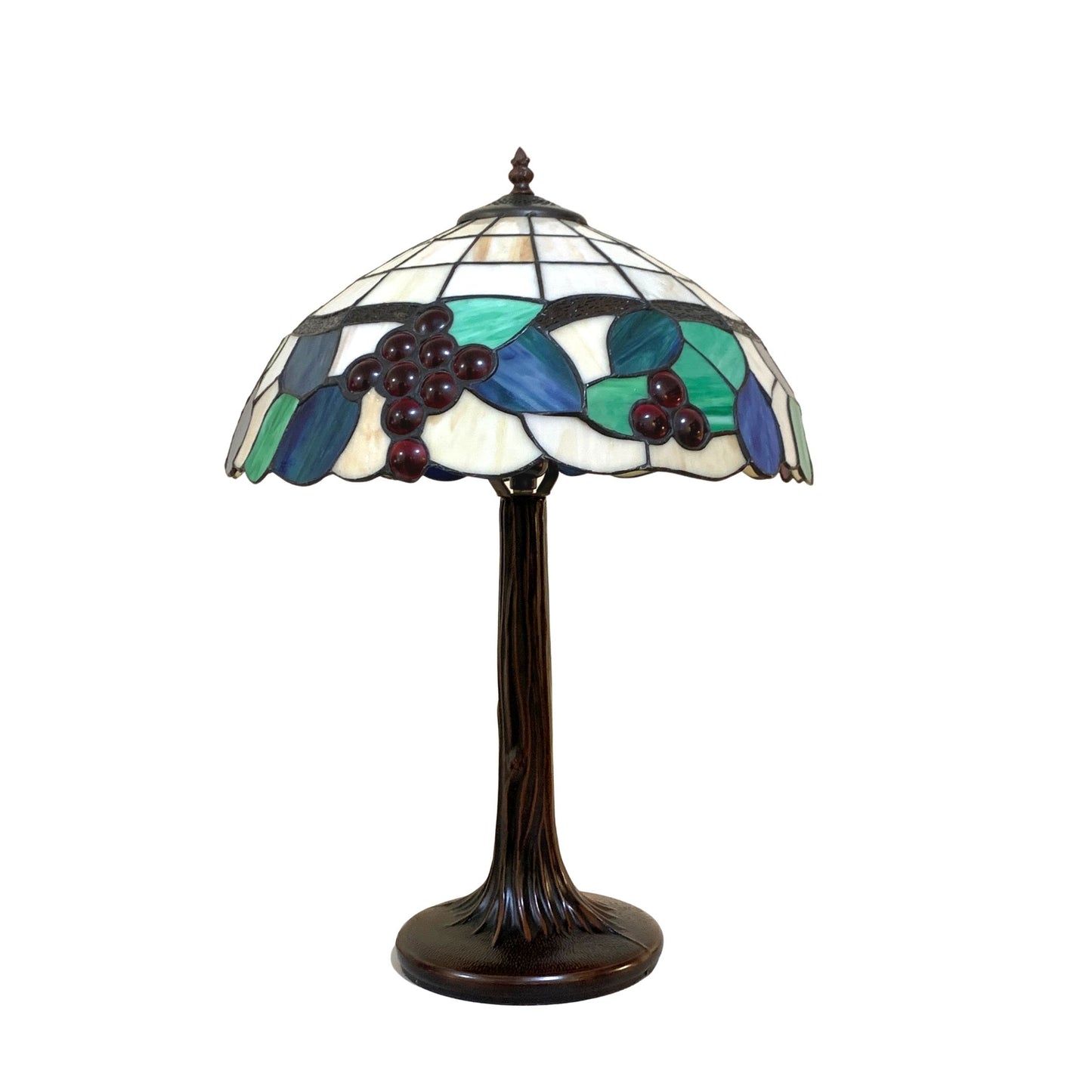 Tiffany Style Grape Theme Slag Glass Tree Base Lamp