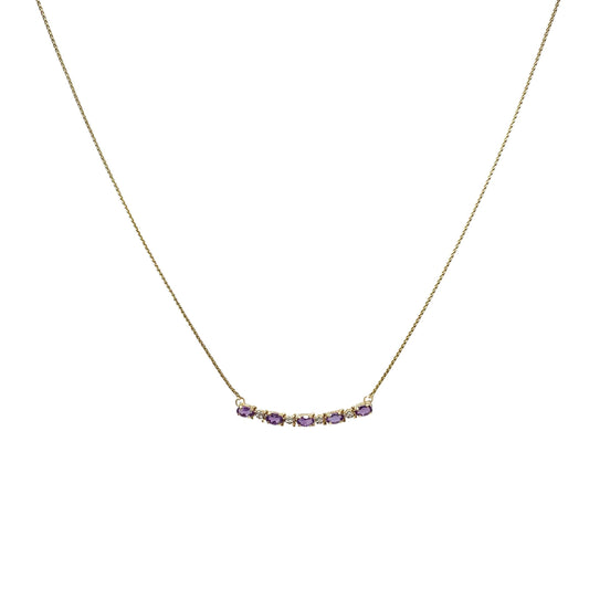 14K Gold Amethyst & Diamond Adjustable Length Necklace
