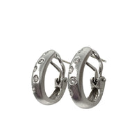 14K Gold Diamond (.70ct) Matte Finish White Gold Earrings