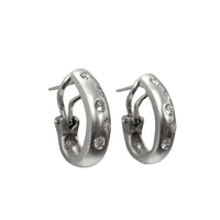 14K Gold Diamond (.70ct) Matte Finish White Gold Earrings